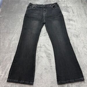 Shiranna Clothing Flare Jeans Women XXL Black Good Embroidered Pockets Stretch